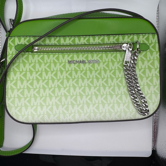 Michael Kors Lime Green MK Logo Crossbody Bag - Picture 3 of 5